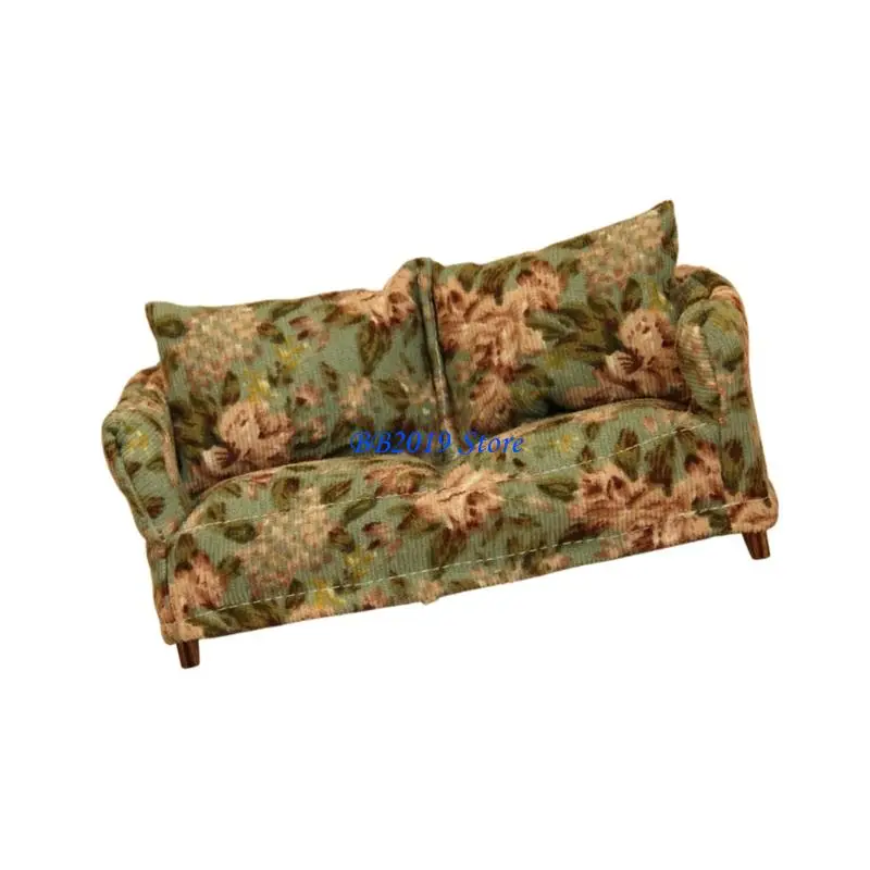 sofá en miniatura Q0KB, juguete para decoración casa muñecas 1/12, sofá con asiento amor para