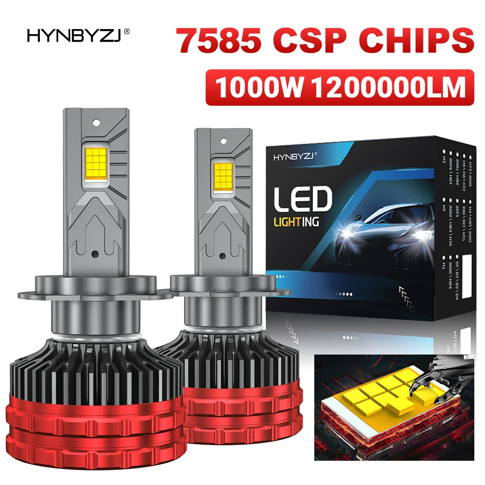 

HYNBYZJ H7 Светодиодные фары H11 LED CANBUS H4 H1 9005 HB3 9006 HB4 9007 9008 9012 1000 Вт Высокая мощность 1200000LM Автомобильные фары