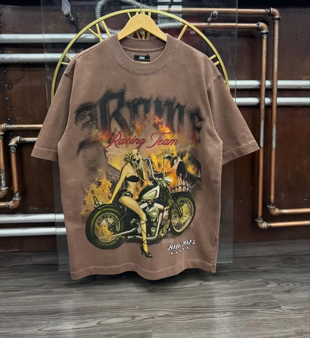 

Футболки Y2K из чистого хлопка с принтом, короткий рукав, оверсайз, дышащие, в стиле минимализм, серия Brown, с индивидуальным дизайном