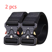 2pcs Red Ears Plastic buckle tactical belt men's multifunctional military fan canvas belt outdoor faux nylon training waist belt