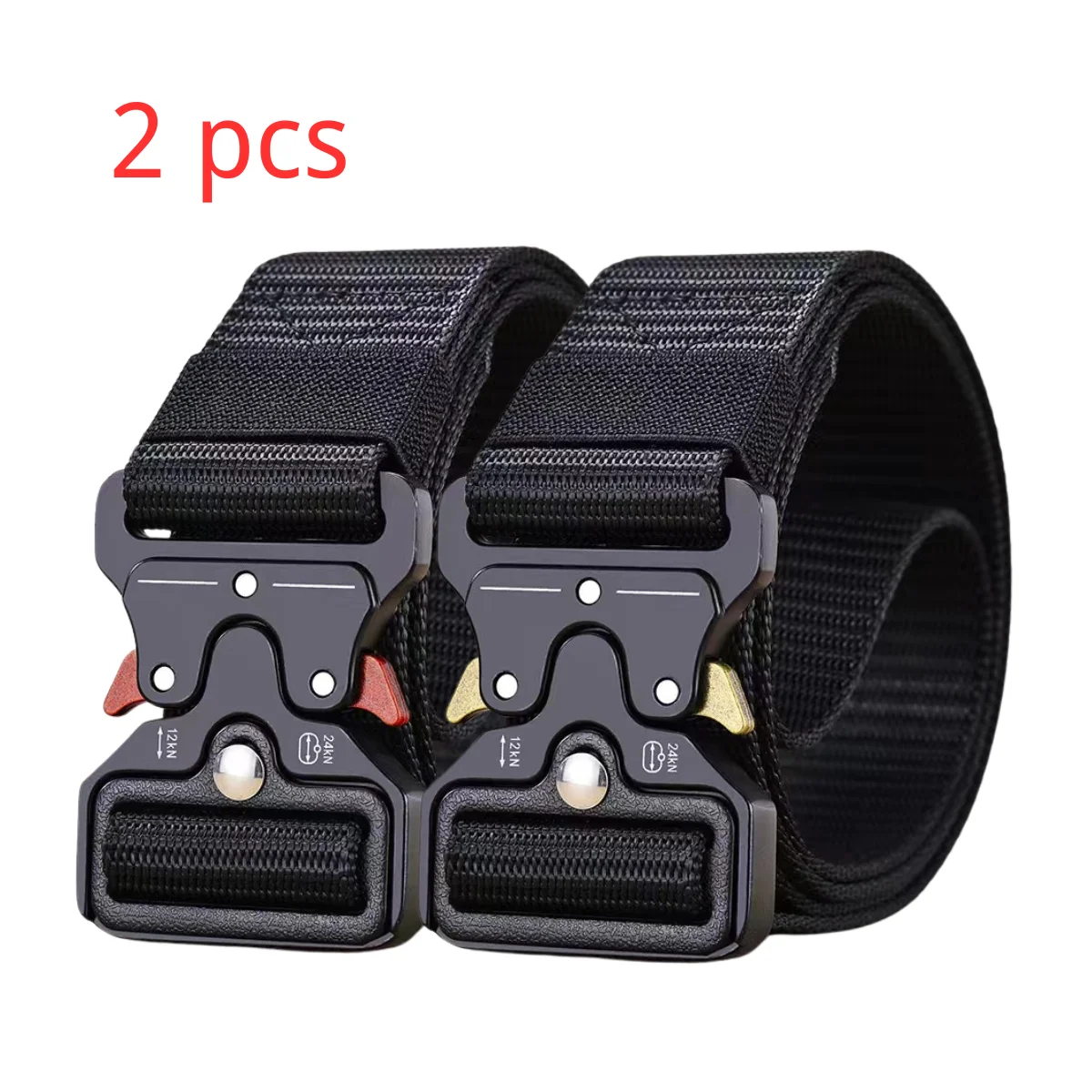 2pcs Red Ears Plastic buckle tactical belt men's multifunctional military fan canvas belt outdoor faux nylon training waist belt