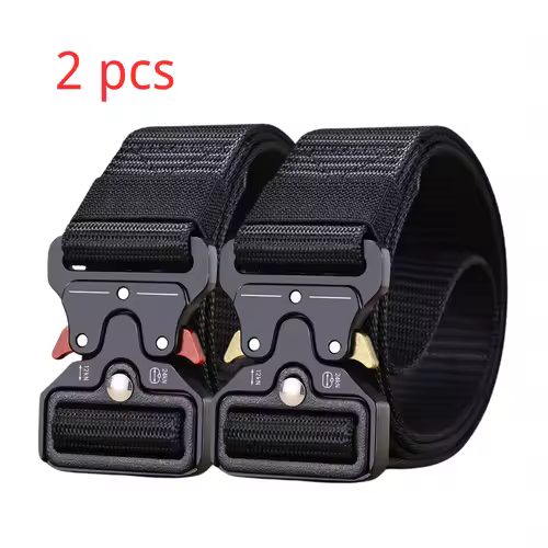 Red Ears Plastic buckle tactical belt men's multifunctional military fan canvas belt outdoor faux nylon training waist belt - Image 30
