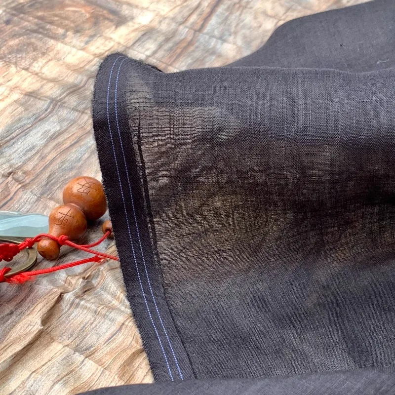 

Black Lightweight Breathable Pure Ramie Fabric High Count Yarn Brand Customization Classic Dress Slip Maxi Summer Fabric