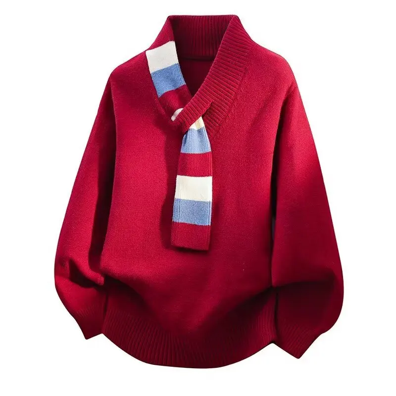 

Loose V-Ne Knitwear Men Women Comfortable Oversized Lazy Sle Winter Faion Ambiance Polyester Fiber Warm Color