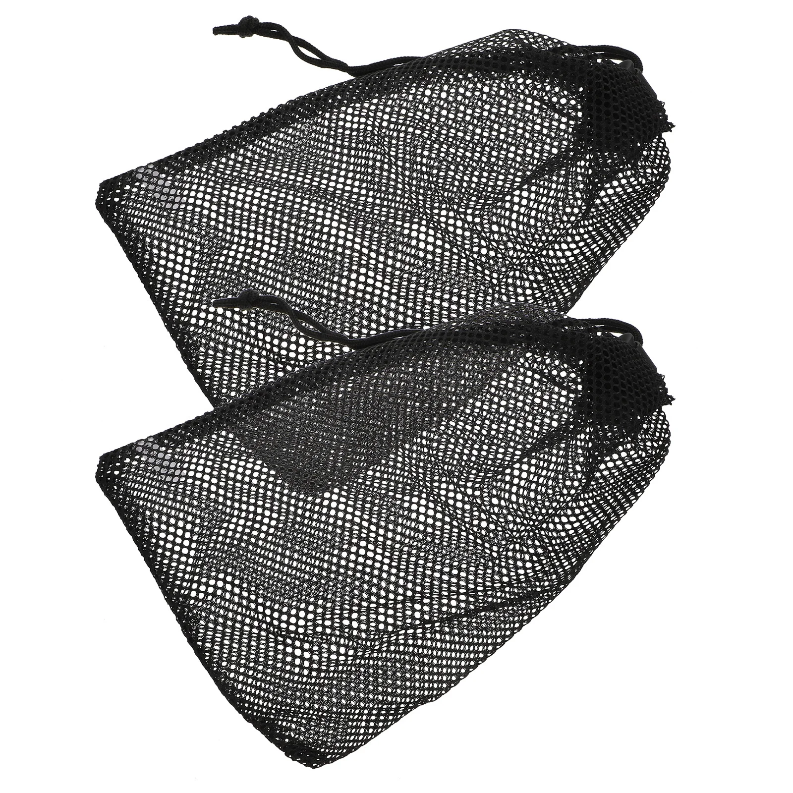2Pcs Golfs Ball Storage Bag Black Portable Drawstring Mesh Pouch for Sports Supplies Balls Protection Travel Carrying Holder