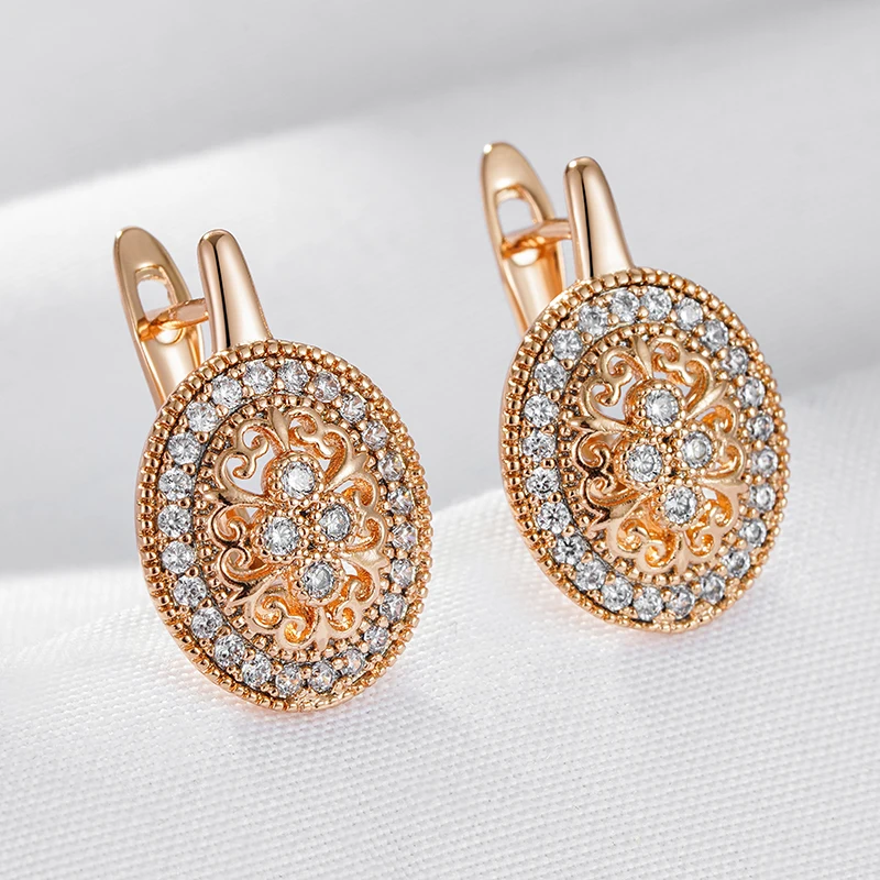 Wbmqda Luxury Retro Natural Zircon Drop Earrings For Women 585 Rose Gold Silver Color Ethnic Wedding Party Jewelry Accessories