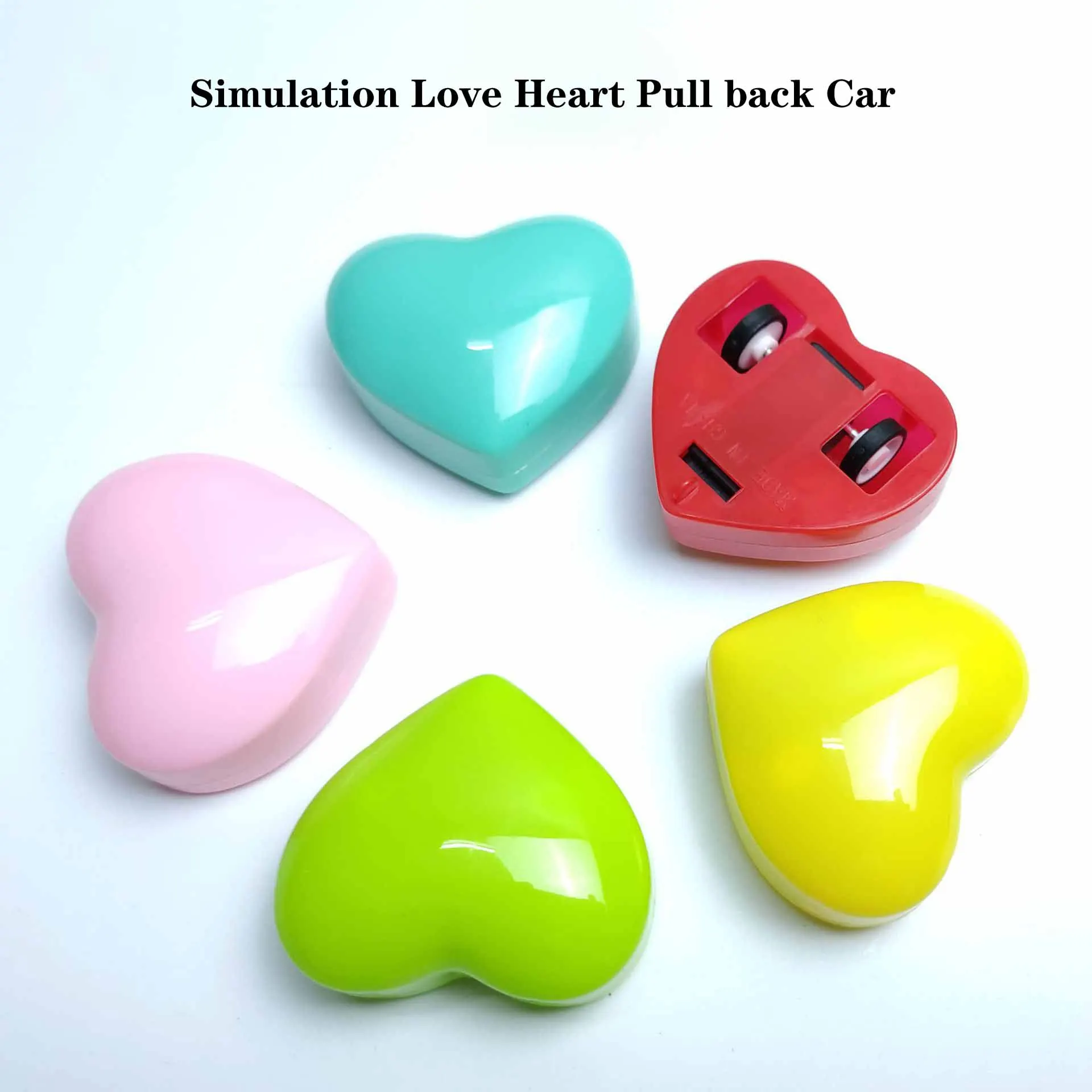 

5Pcs Kids puzzle Toys Simulation Heart-shaped Car Mini Pull Back Car Toy Model Creative Plastic Cute Heart Shaped Inertia Car