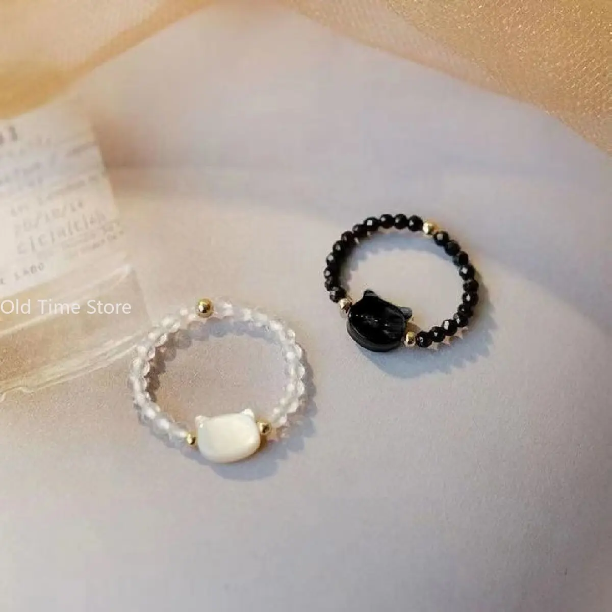1pc Fashion Black White Cat Creative Animal Sweet Y2K Rings Women Daily Party Open Ring Jewelry Gift