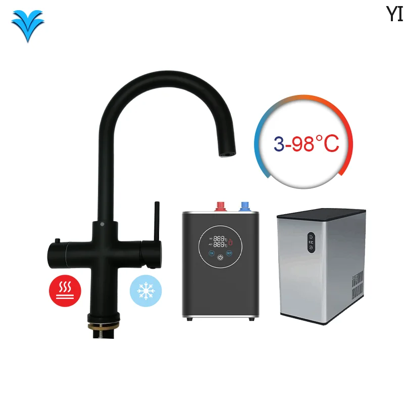 Hot Selling 5 in 1 Matte Black Kitchen Faucet Boiling Ice Water Bubble Mixer filter Water Tap Faucets