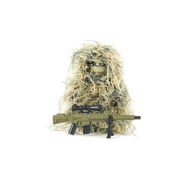 العسكرية جميع التضاريس قناص التمويه الملابس اللبنات الغابة SWAT الجندي أرقام الأسلحة AWM M24 أجزاء المسدس لعبة الطوب