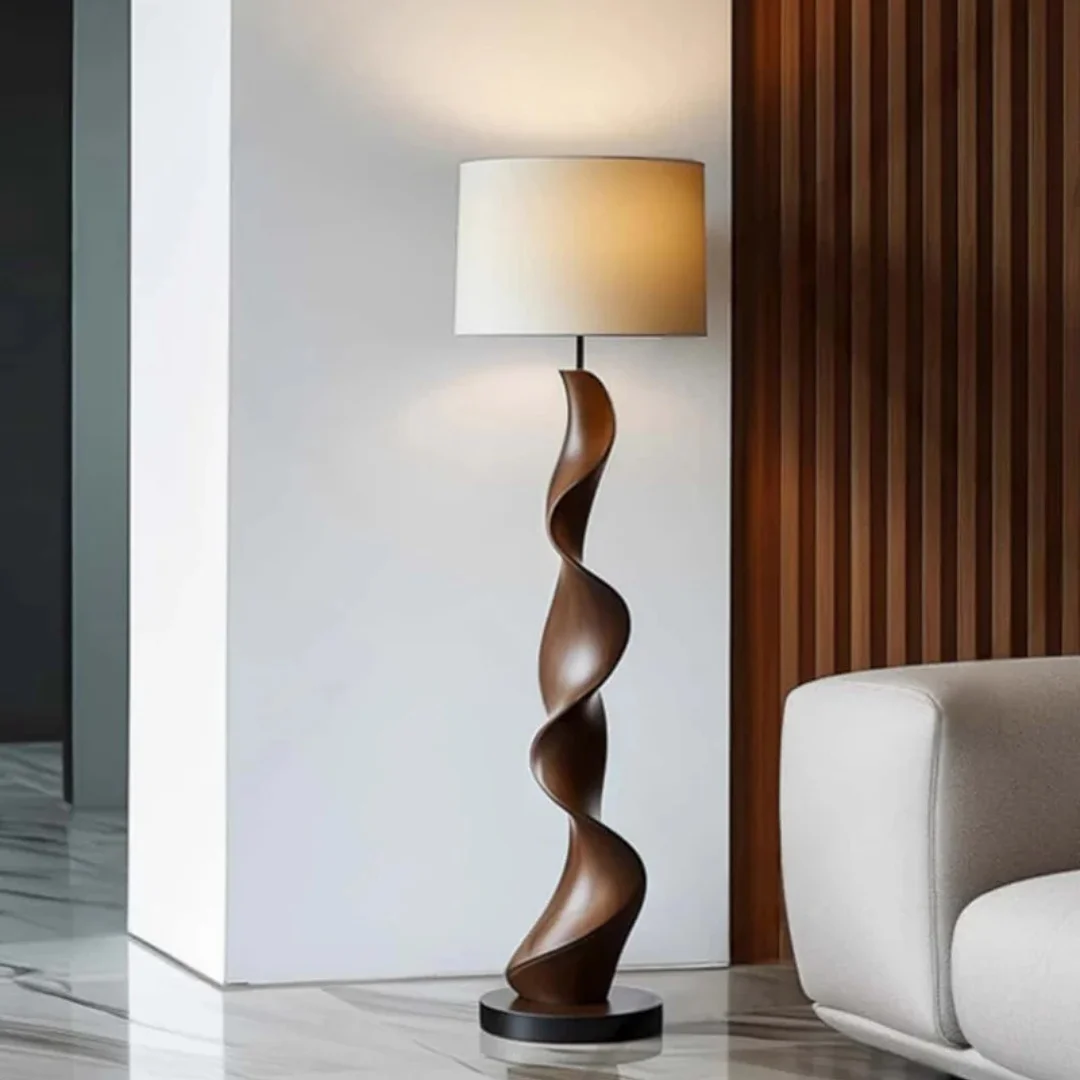 Four-section Twisted Ribbon Hand-carved Wooden Floor Decoration With A Minimalist Style Suitable For Villa And Hotel Decoration