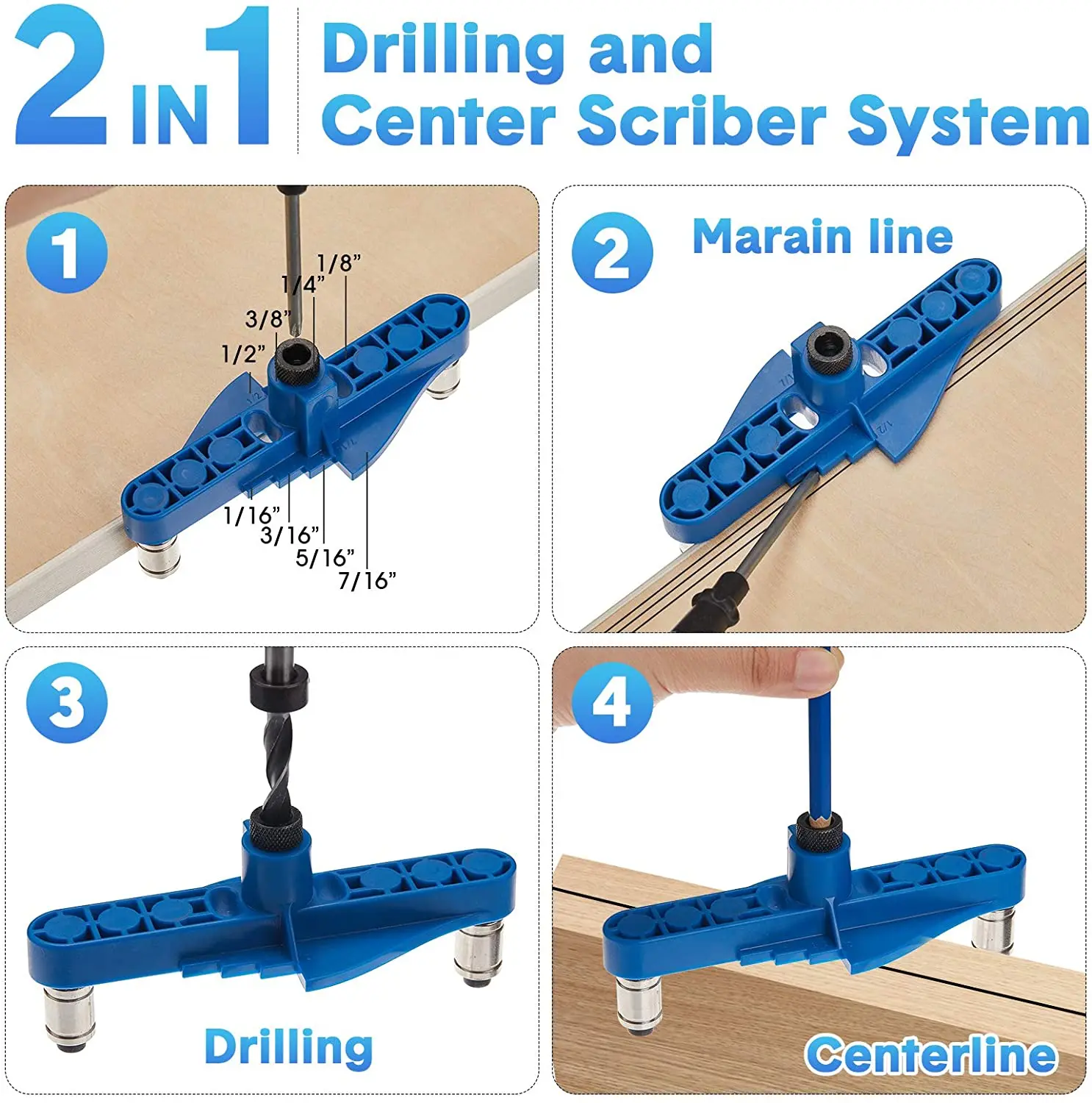 Imagem -03 - Carpintaria Pocket Hole Jig Self-centering Scriber Doweling Drill Guia Locator Hole Puncher Ferramenta de Carpintaria mm mm 10 mm