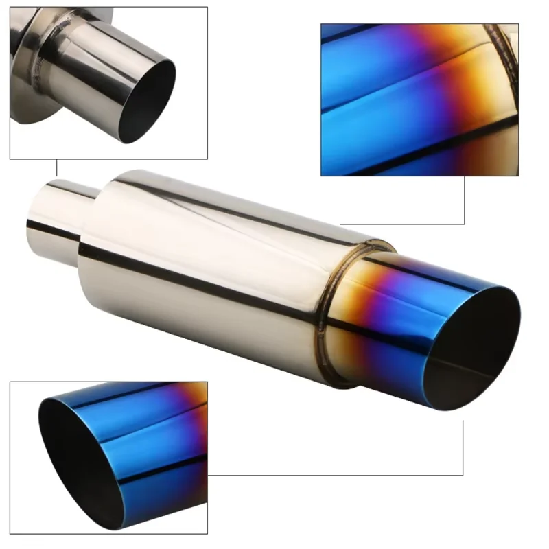 كاتم صوت أنظمة عادم السيارة العالمي عالي الأداء من الفولاذ المقاوم للصدأ مباشرة من خلال كاتم صوت العادم يعزز الصوت والأناقة #3