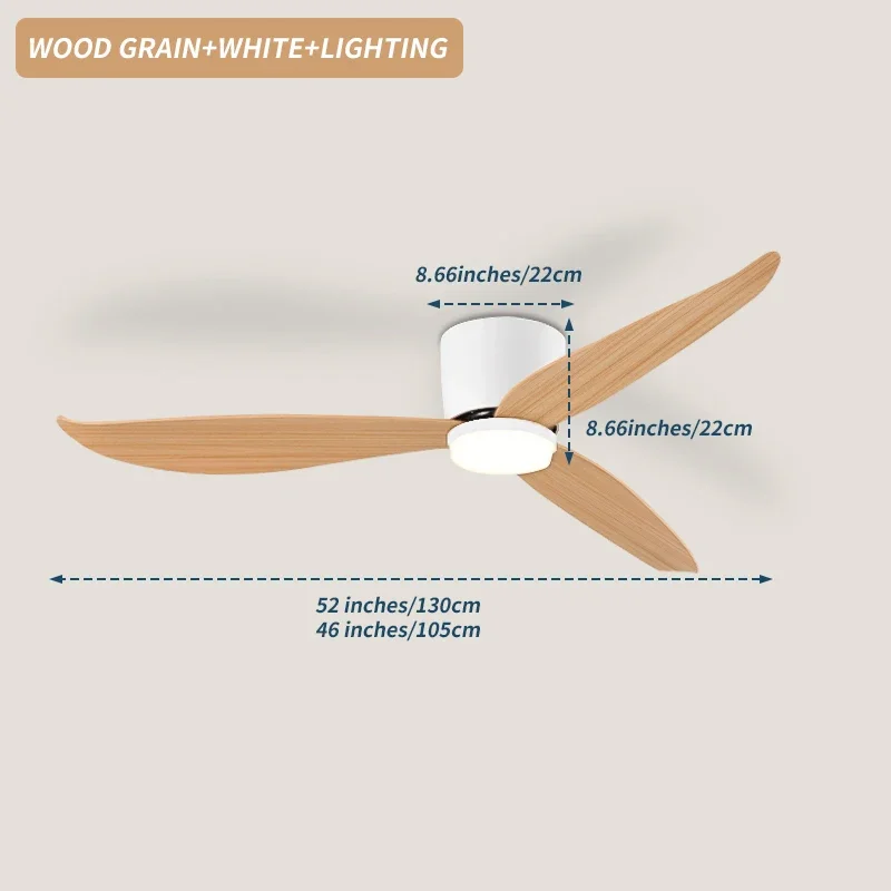 46 52 Inch LED Pendant Light, Bedroom, Dining Room, Living Room, Intelligent Remote Control Dimming Fan, Nordic Style 96-220V