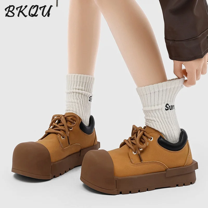 

BKQU Large Head Derby Sneaker - Men's and Women's 2026 Spring New Trend Lace-up Casual Sneaker with Colorful Design