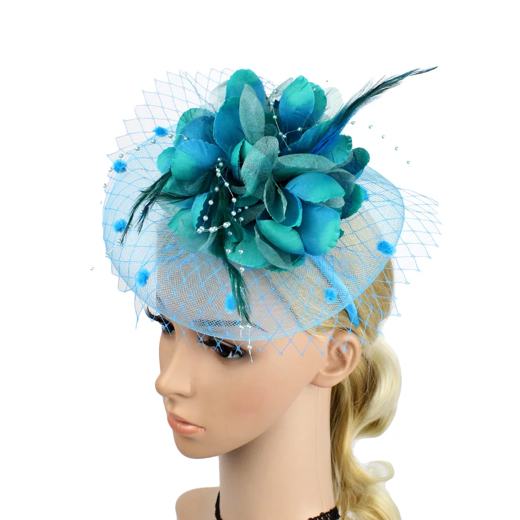 Fascinators Feather Womens Headwear Flower Derby Hat for Cocktail Ball Wedding Headband Elegant Clip Wedding Bridal Tea Party