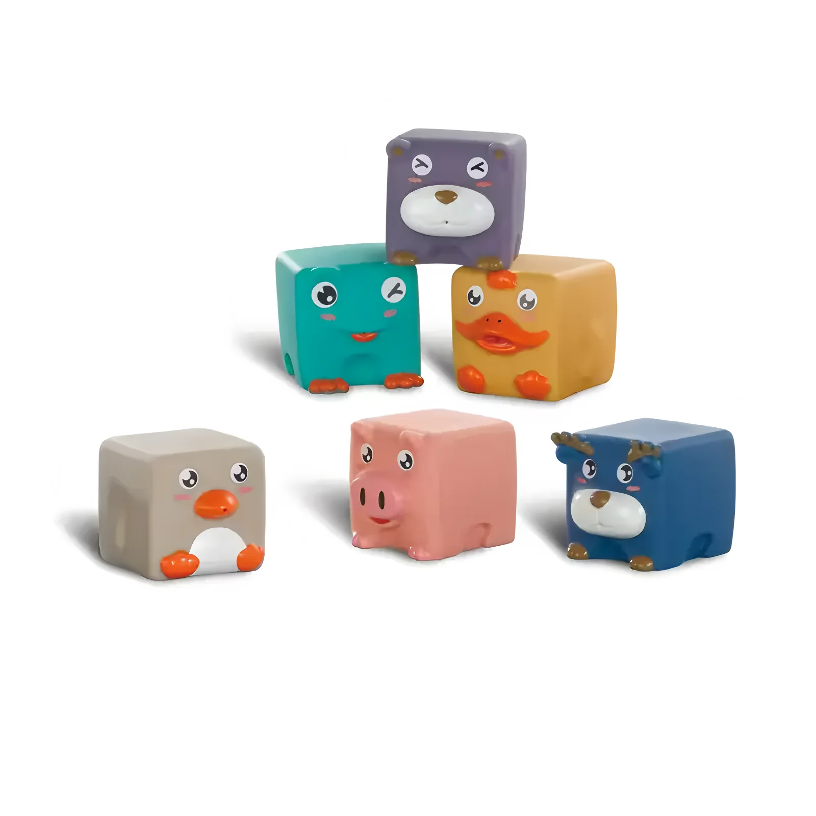 Baby Soft Building Blocks Non-Toxic 6PCs 3D Stacking Cube Toys for Infants, Early Educational Animal Toys with Sensory Textures