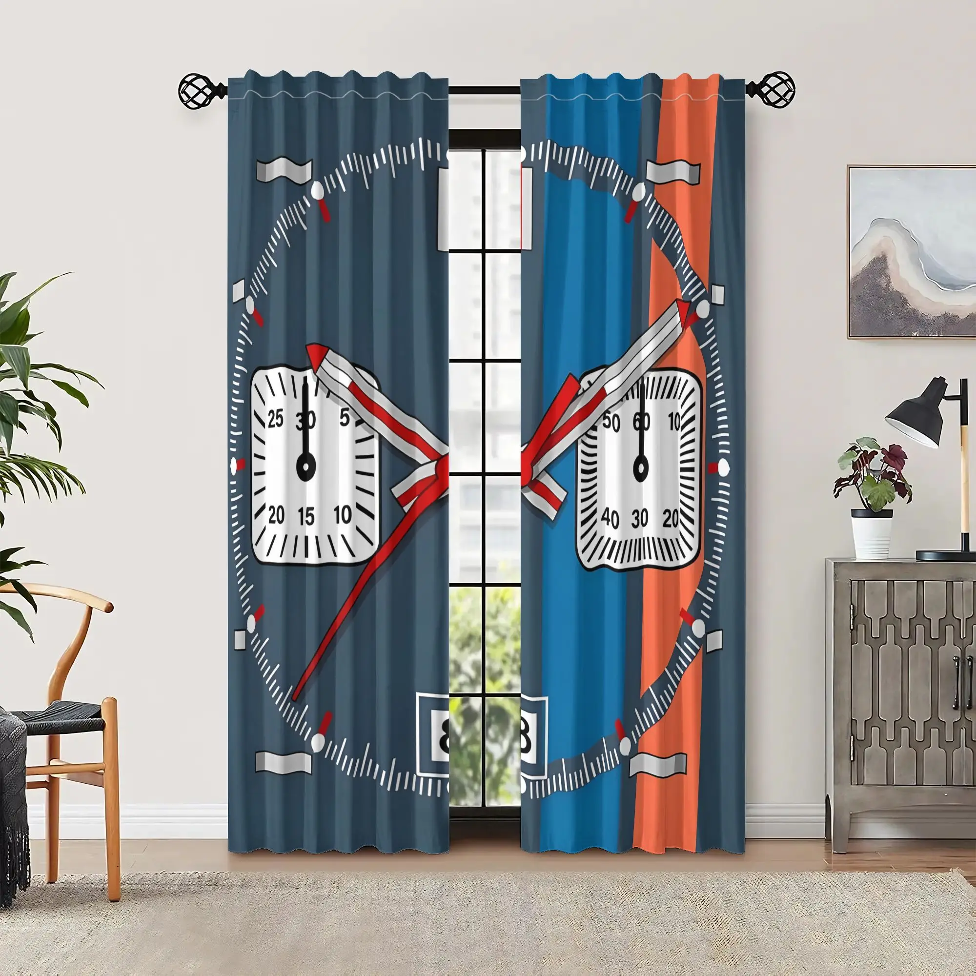 Racing car instrument cartoon pattern curtains, pole-mounted Suitable for living rooms, bedrooms, dining rooms and hotels