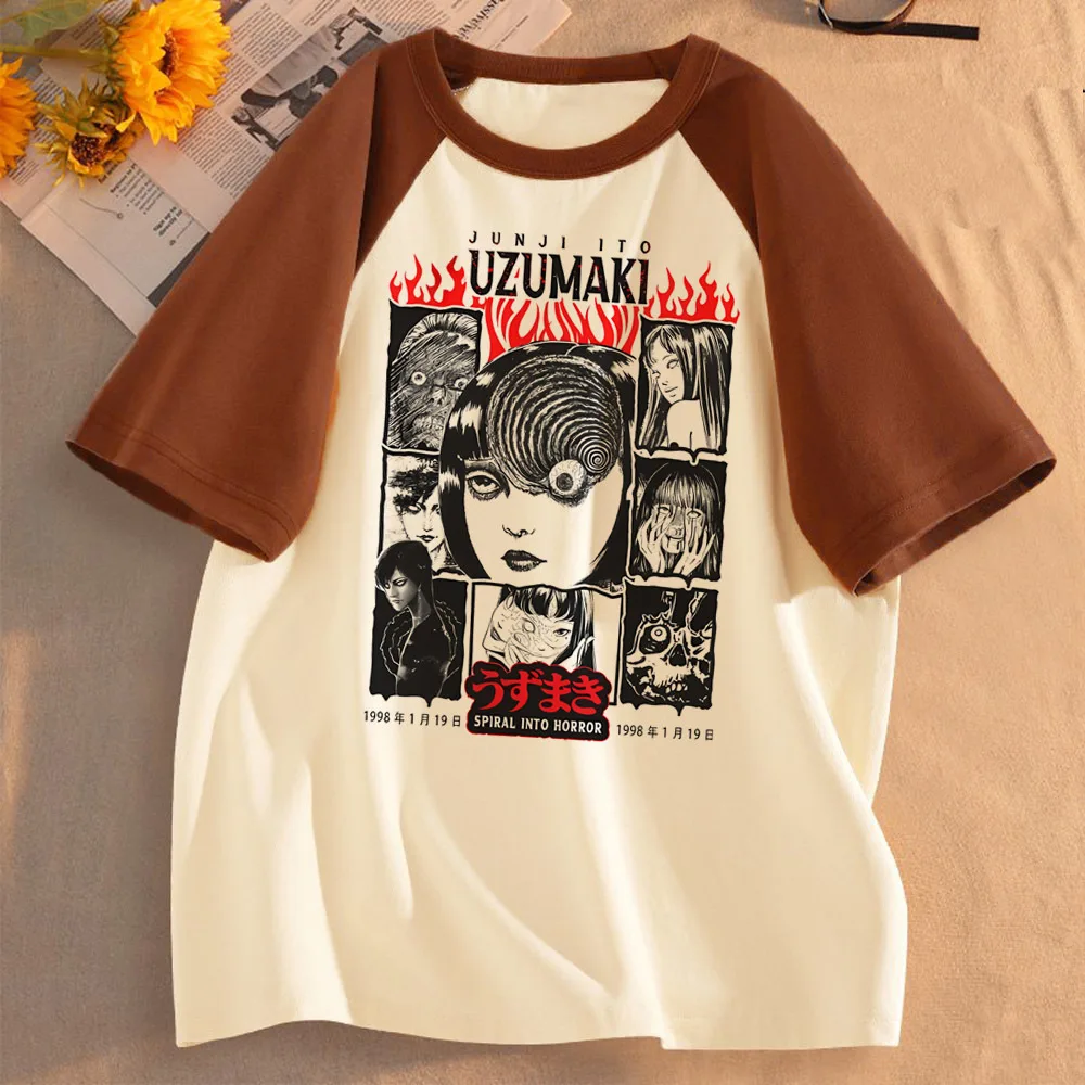 Junji Ito top tees femme harajuku alternative  Psychedelic graphic vintage t-shirt grunge clearance sales kawaii 2000s japanese