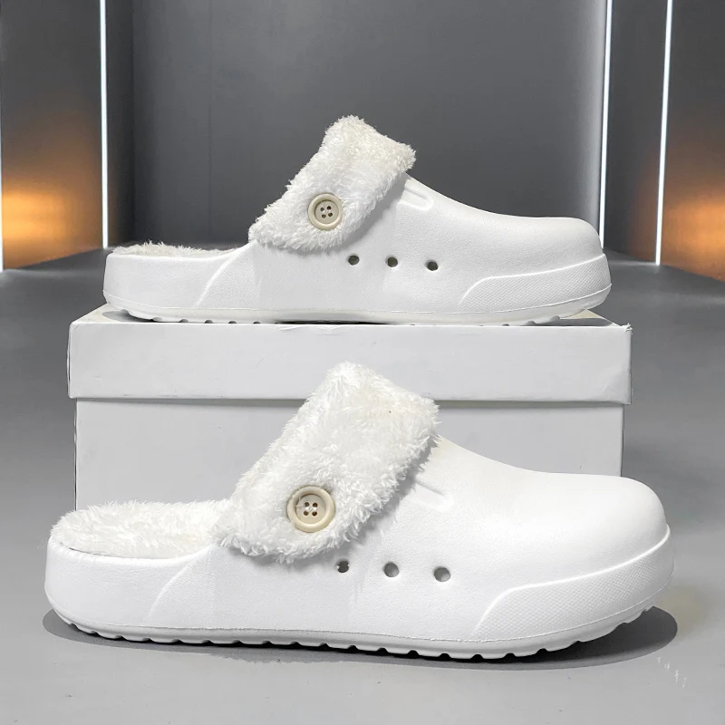 Winter Men's Warm Slippers Cotton Slippers Outdoor Indoor Warm Shoes Mens Women Home Bedroom Plush Warm Slippers Big Size 46 47 image 2
