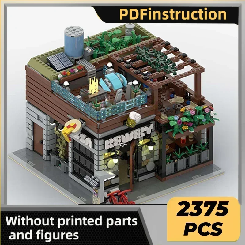 

Модель Street View Moc, строительные кирпичи, пивоварня и пицца, магазин, технология, модульные блоки, подарки, рождественские игрушки, наборы «сделай сам», сборка