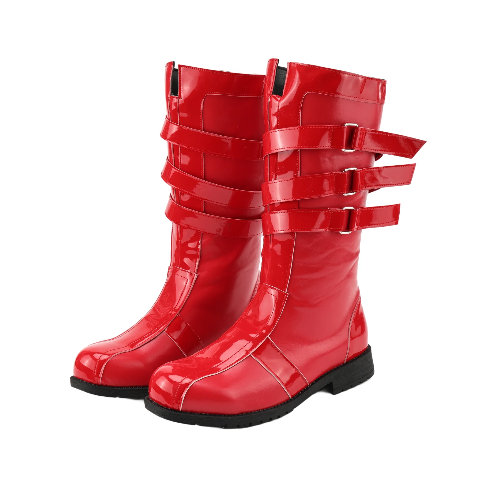 Herren Mittelalterliche Kunstlederstiefel Gotische Schnallen-Retro-Stiefel Ritter Piraten Prinz Halloween Cosplay Schuhwerk Kostümschuhe