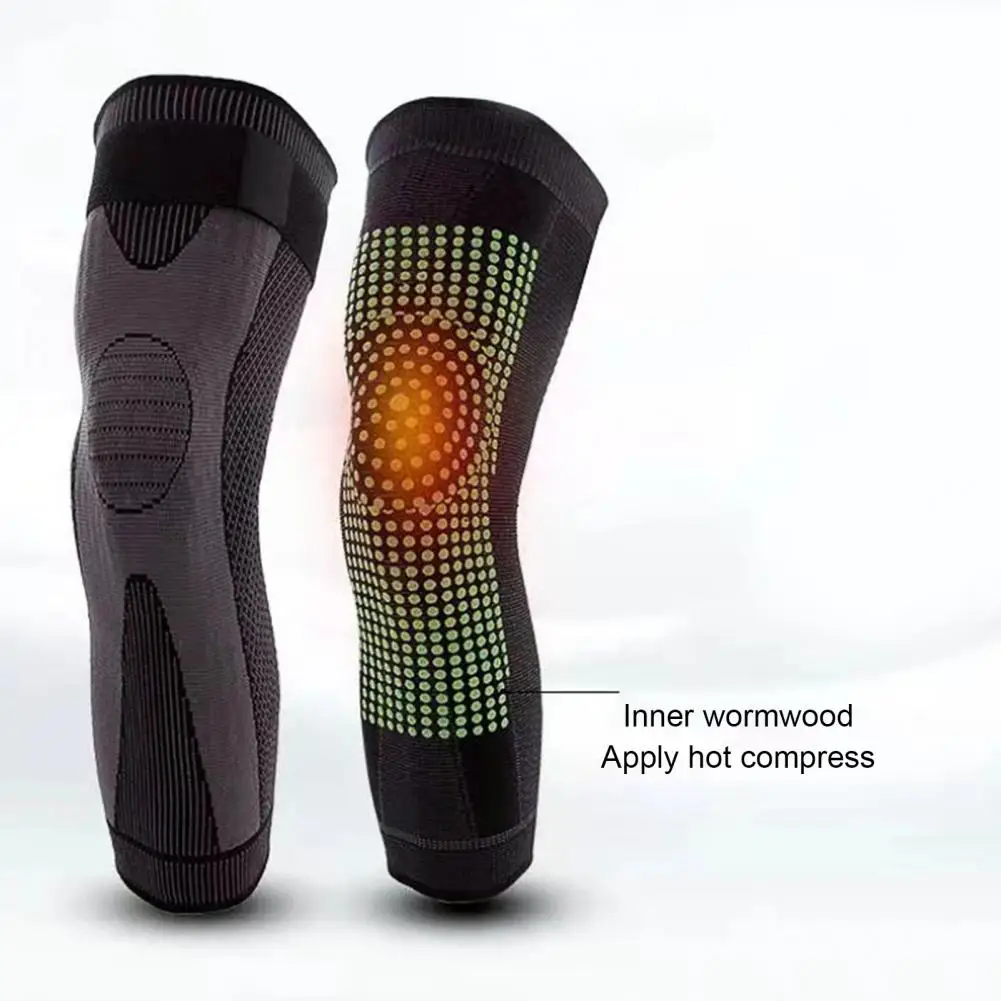 Knee Brace Protector Unisex Elastic Knee Support Brace Thickened Self-heating Keep Warm Wormwood Design Knee Sleeves for Sports