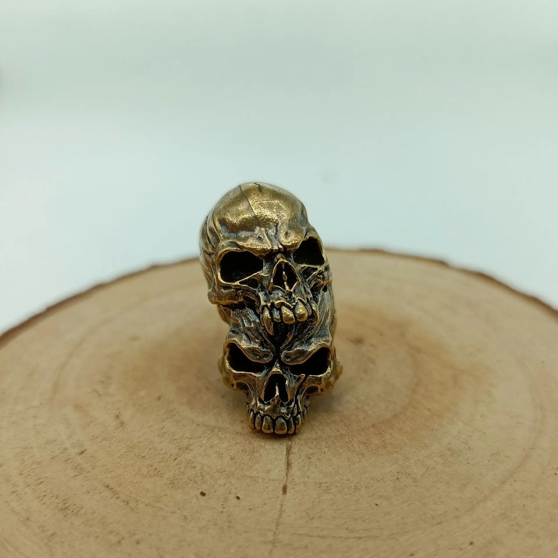 1PC Brass Double Layer Skull Knife Beads EDC Beads Paracord Beads Flashlight Pendant Keychain Pendant DIY Beads