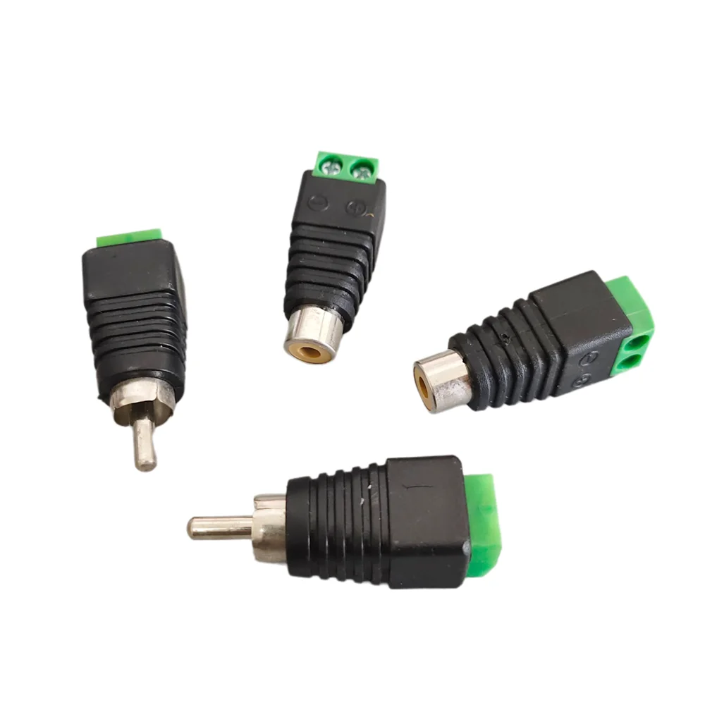 4/10pcs RCA Male Plug & Female Socket To Terminal Block Adapter For RCA AV Audio Video CCTV Camera Speaker Wire Cable Connector