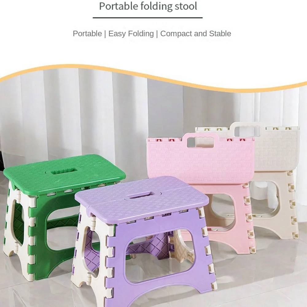 Plastic Folding Stool Thickened Lightweight Small Bench Chair Super Load-Bearing Foldable Shoe