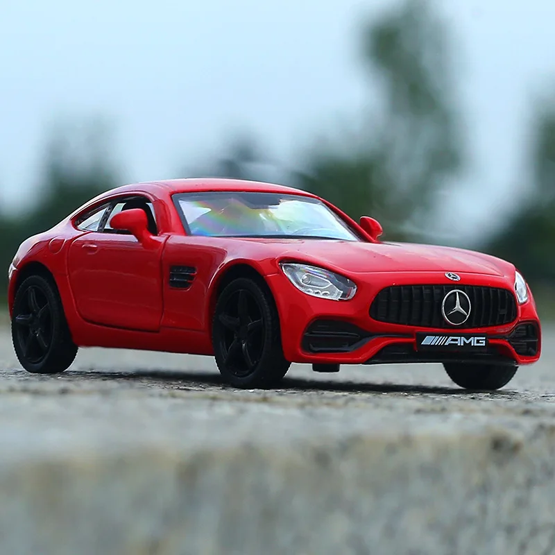 1:36 mercedes-benz amg gts modelo de carro fundido supercartoy veículos puxar para trás liga de metal alta simulação para presente de coleção