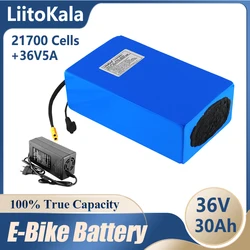 LiitoKala 36V 30ah 21700 10S6P Electric Bicycle Battery 36V 30AH 1000W Lithium Battery Built-in 30A BMS Electric Bikes Motor