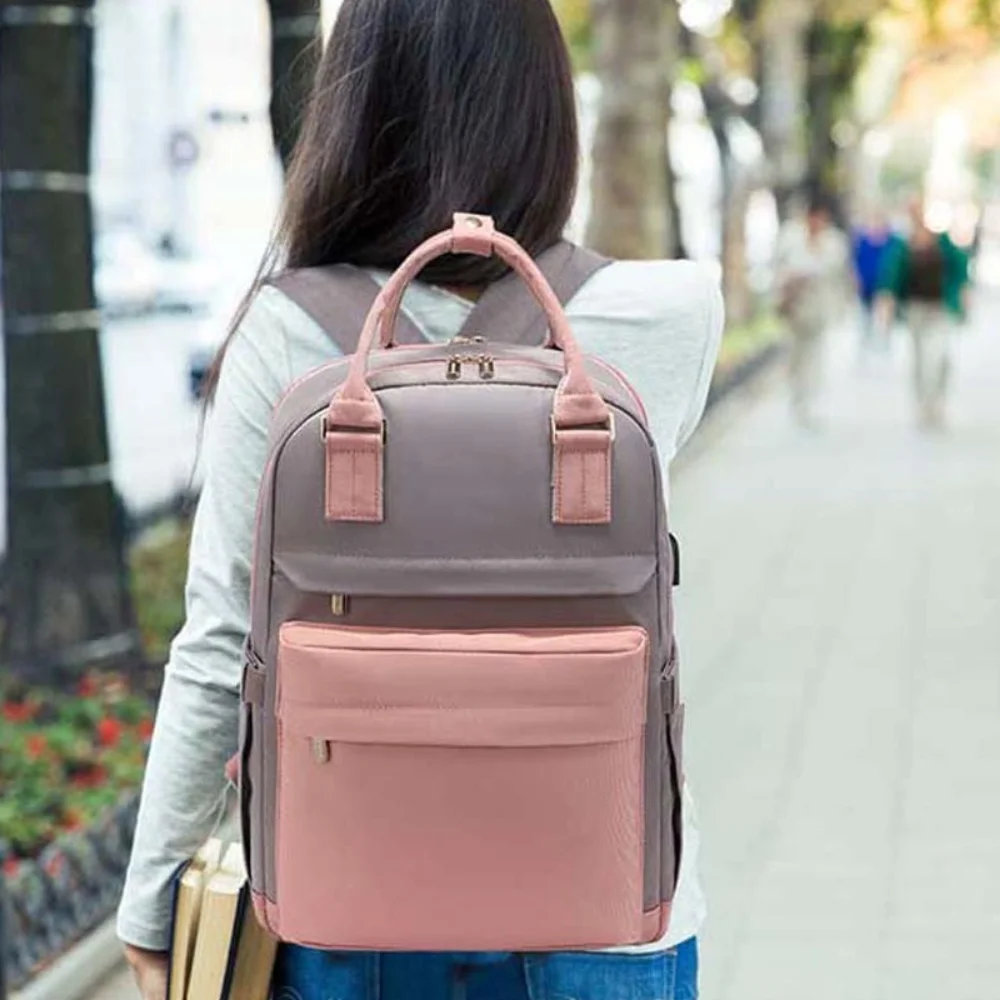 Zaino per laptop in tessuto Oxford Zaino da viaggio di grande capacità da 16 pollici con porta USB Borsa da scuola di grande capacità per la prevenzione dei graffi