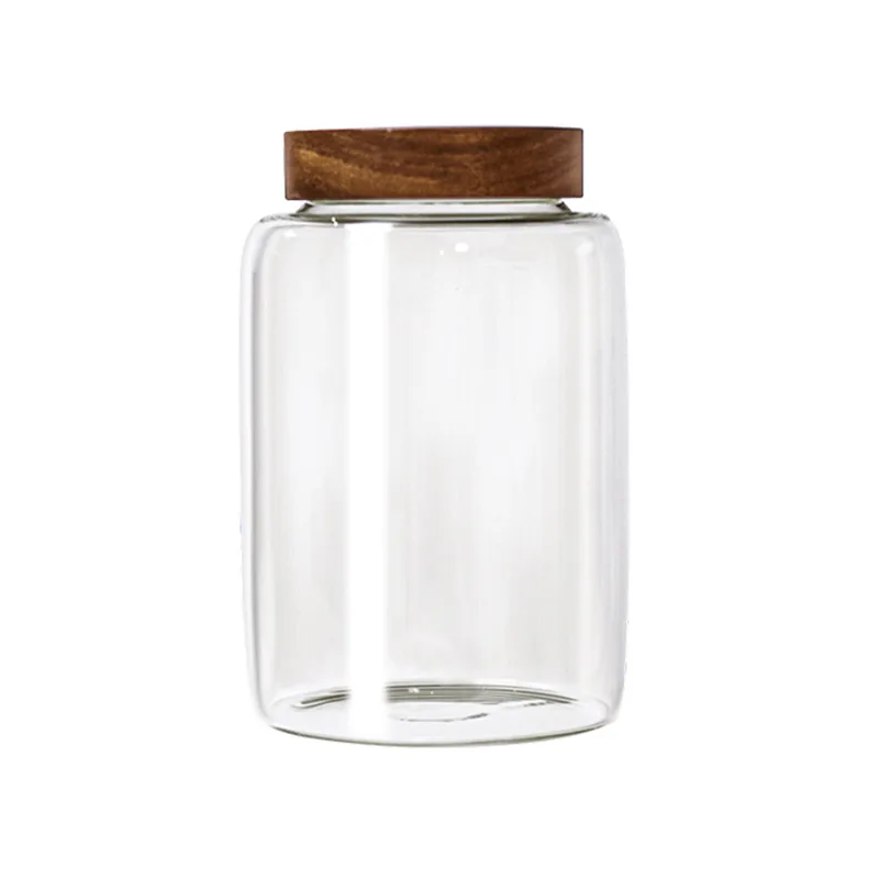 Sealing Kitchen Grain Tea Mason Storage Tank With Bamboo Cover Glass Jars For Spices Condiments Organizer Airtight Container