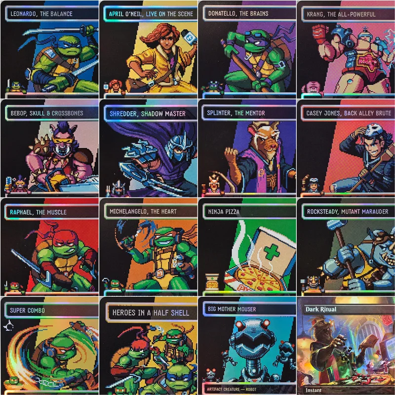 TMC TCG Proxy Foil Cards English Heroes in a Half Shell Leonardo, the Balance Michelangelo, the Heart Muscle Brains Mentor