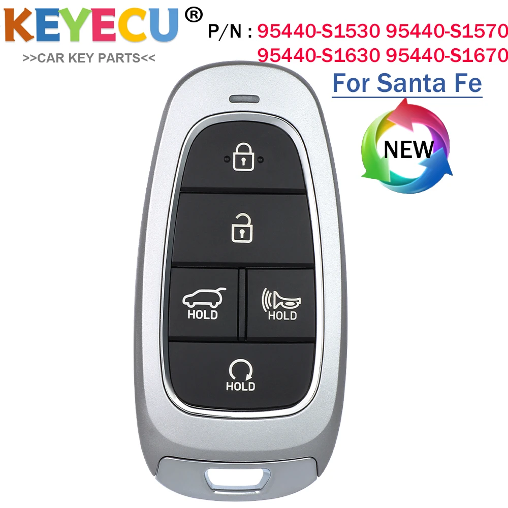 5 Button Smart Remote Key Fob for 2021 2022 2023 24 Hyundai Santa Fe 433MHz P/N 95440-S1530 95440-S1570 95440-S1630 95440-S1670