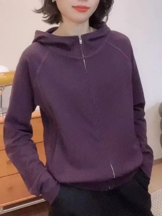 

Женская толстовка с капюшоном, свободный крой, на молнии, однотонная, повседневная, модная, весна-осень, в корейском стиле, дышащая, удобная