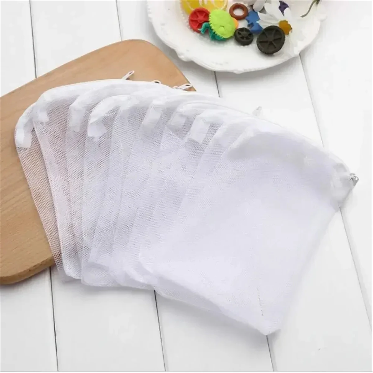 1/5Pcs Aquarium Filter Bags with Zipper 100 Mesh Nylon Bacteria House Activated Carbon Container Fish Tank Filtration White Bags view 6