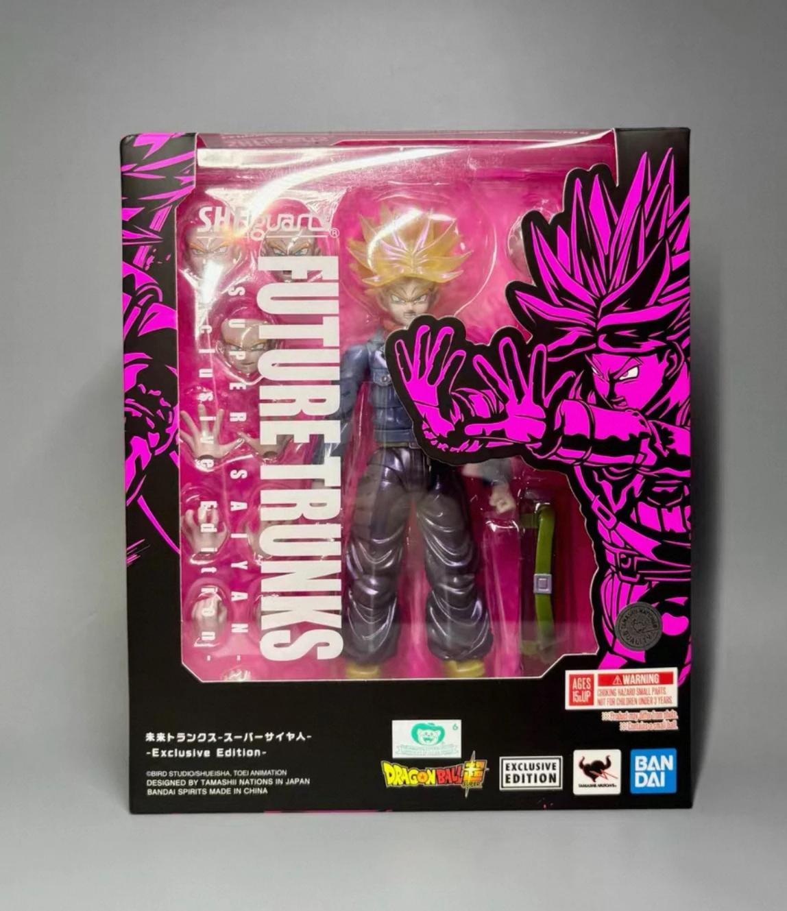 재고 있음 반다이 SDCC 드래곤볼 Z S.H.Figuarts 퓨처 트랭크스 슈퍼 사이어인 독점판 피규어 모델 컬렉션 장난감 선물