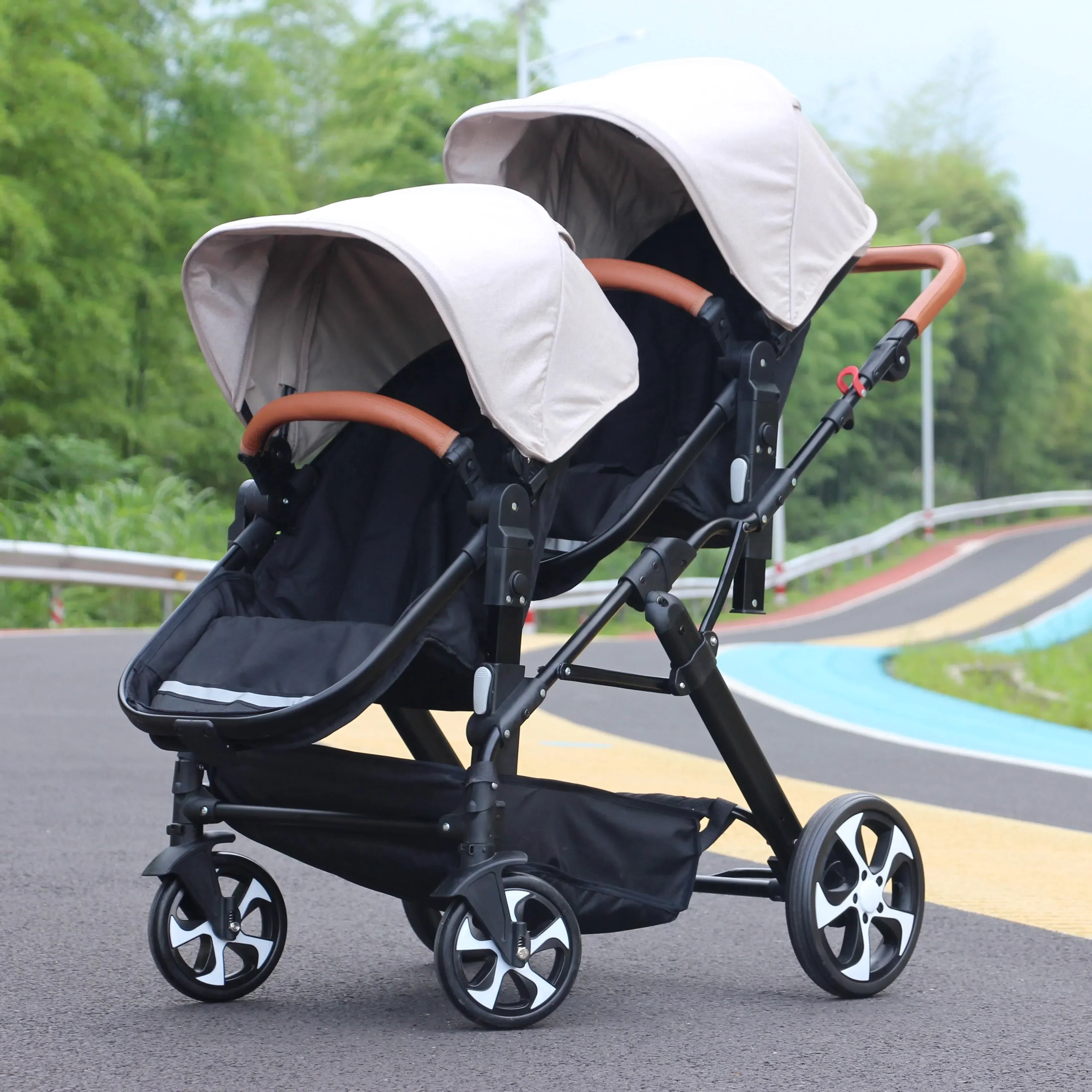 

New Twin strollers High View baby stroller double twins stroller Foldable four wheels baby carriage Child Stroller