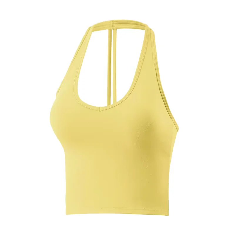 Women's Breathable Sports Bra Pads Hanging Neck Push Up Bra Sexy Beauty Back Sport Vest Yoga Tank Top Fitness Gym Workout Top