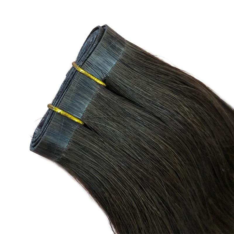 Extensiones de cabello de trama de PU recta Trama de piel de PU invisible Cabello virgen crudo 14 "-28" Cabello inyectado Extremo completo 100G Una trama de donante