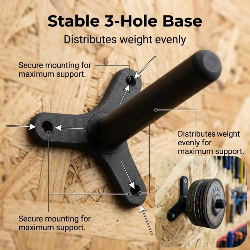 1Pcs Wall Mount Grinder Holder for 125mm Angle Grinder, Durable Plastic Tool Rack, Easy Install for Garage Workshop Storage view 3