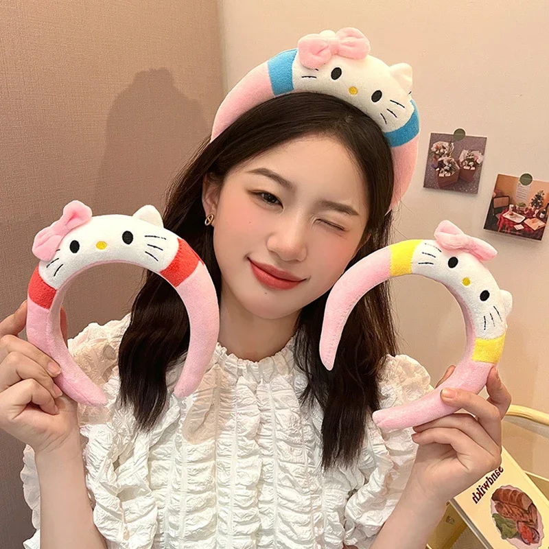 Sanrio orelhas de pelúcia olá kitty bandana feminino bonito kuromi hairband menina macio minha melodia acessórios para o cabelo crianças moda amigos presente