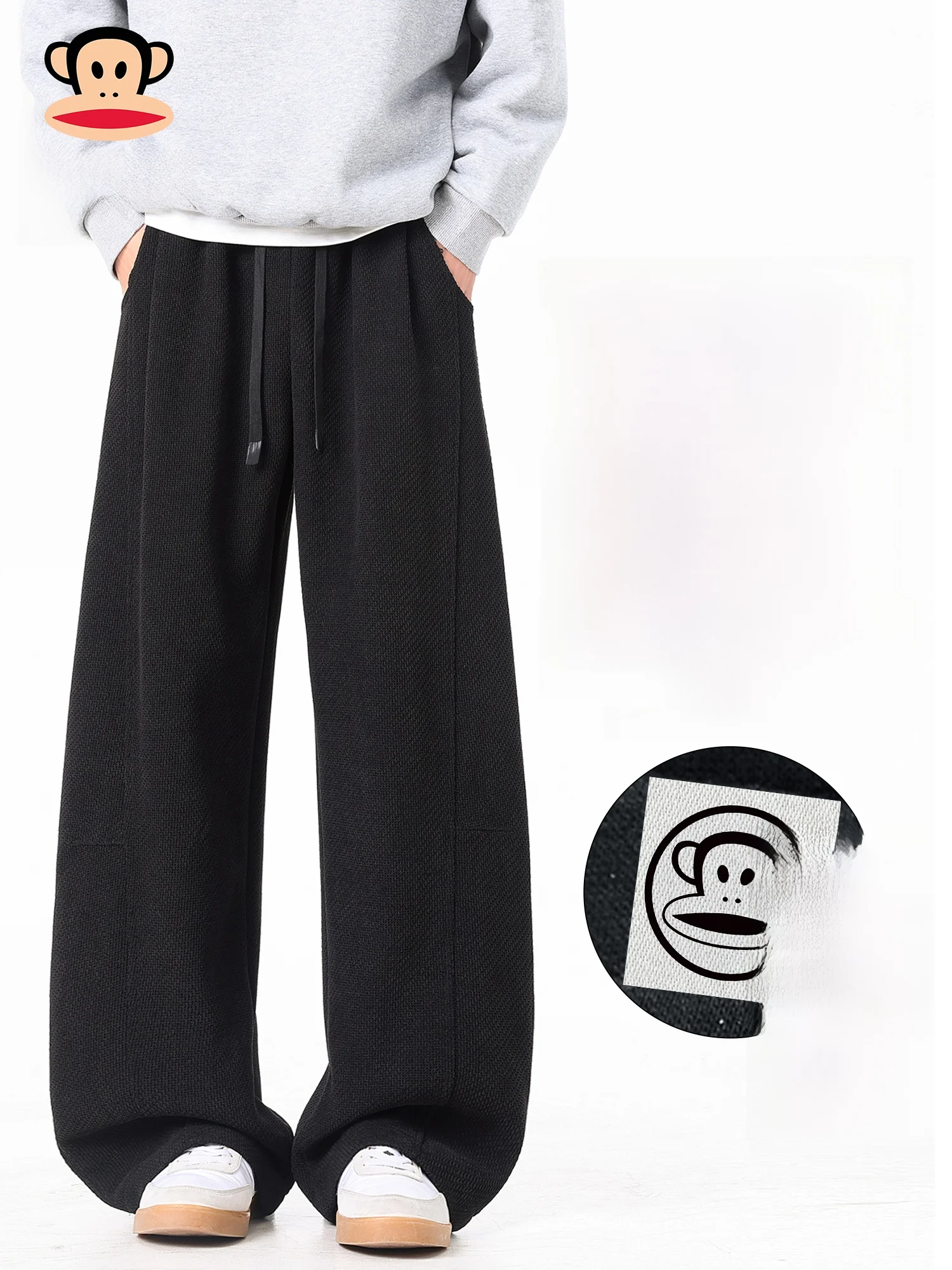 

Мужские спортивные брюки PaulFrank свободного кроя на флисовой подкладке, весенние, с драпировкой, повседневные, из комфортной полиэстеровой ткани