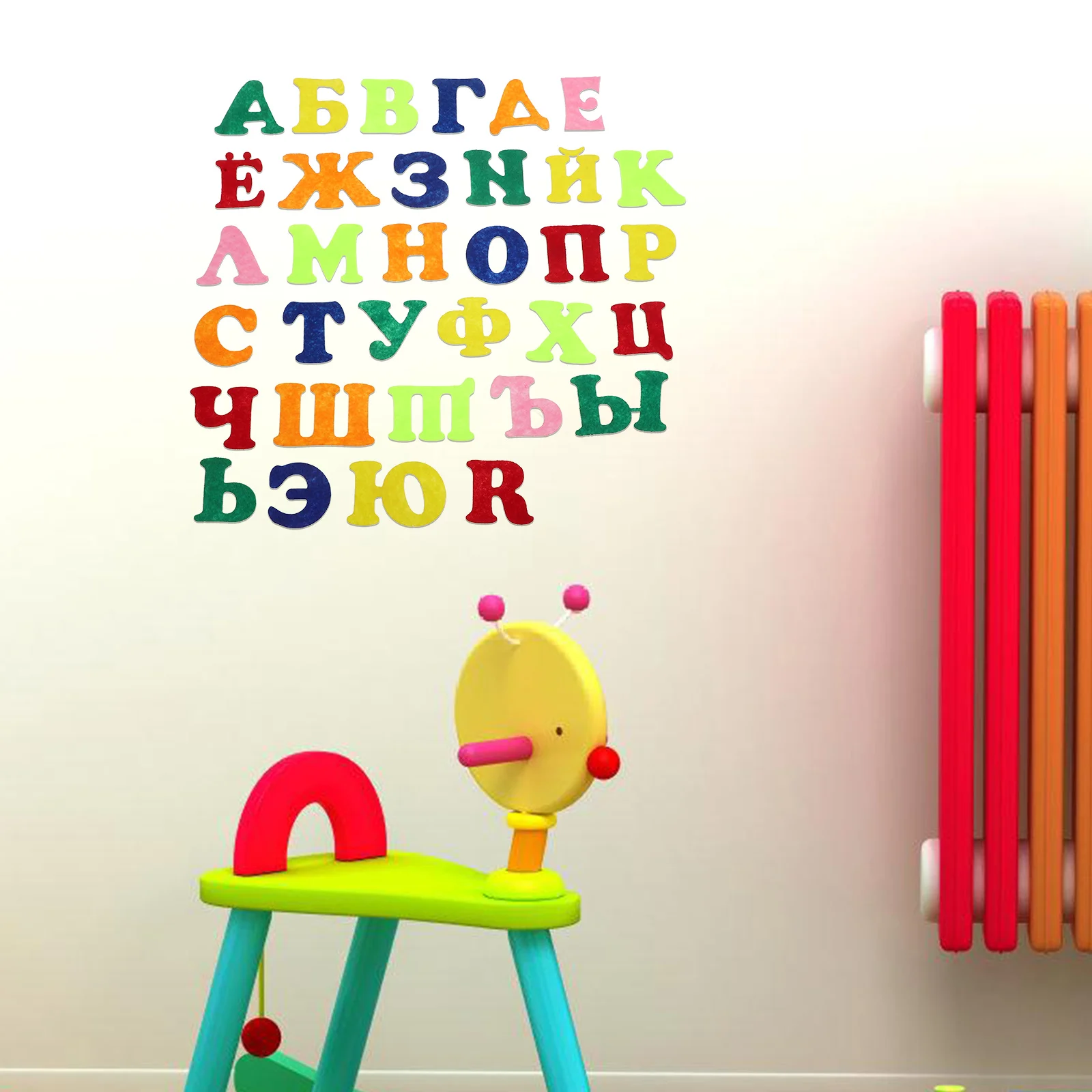 

1Set Russian Alphabet Felt Stickers Safe Nonwoven Material Early Education Wall Decoration Preschool Letters Stickers