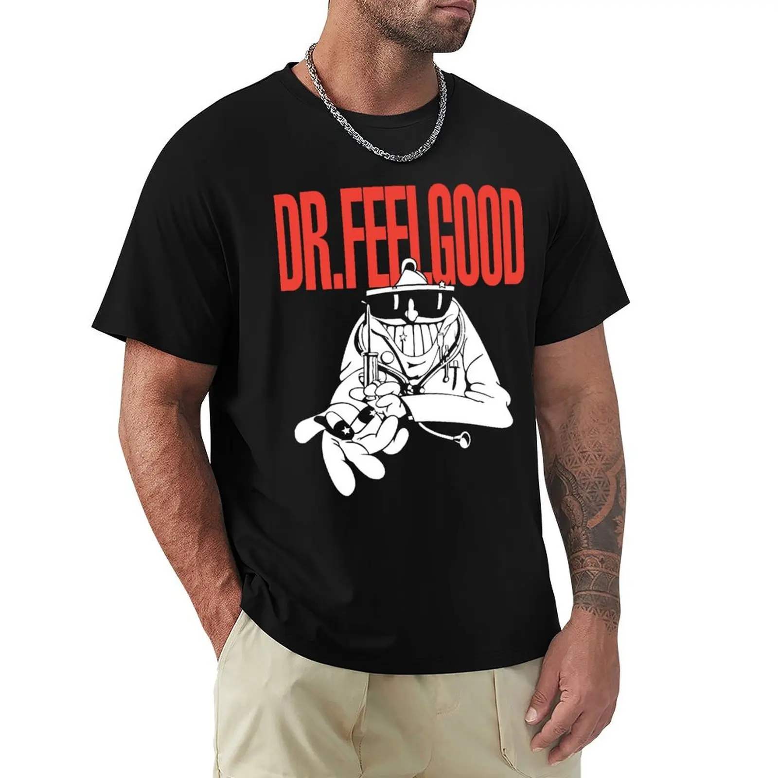 Funny Gift For Animal Dr Feelgood Dark Grey Vintage Photograp T-Shirt Christmas Theme Tee Top