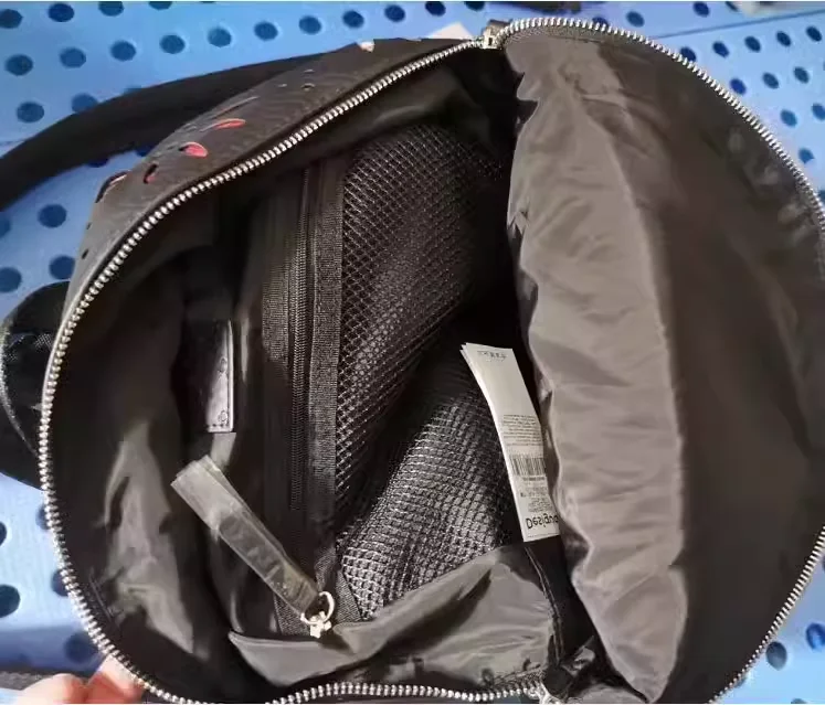 Mochila de viagem preta oca feminina, marca espanhola de moda clássica, bolsa escolar lazer