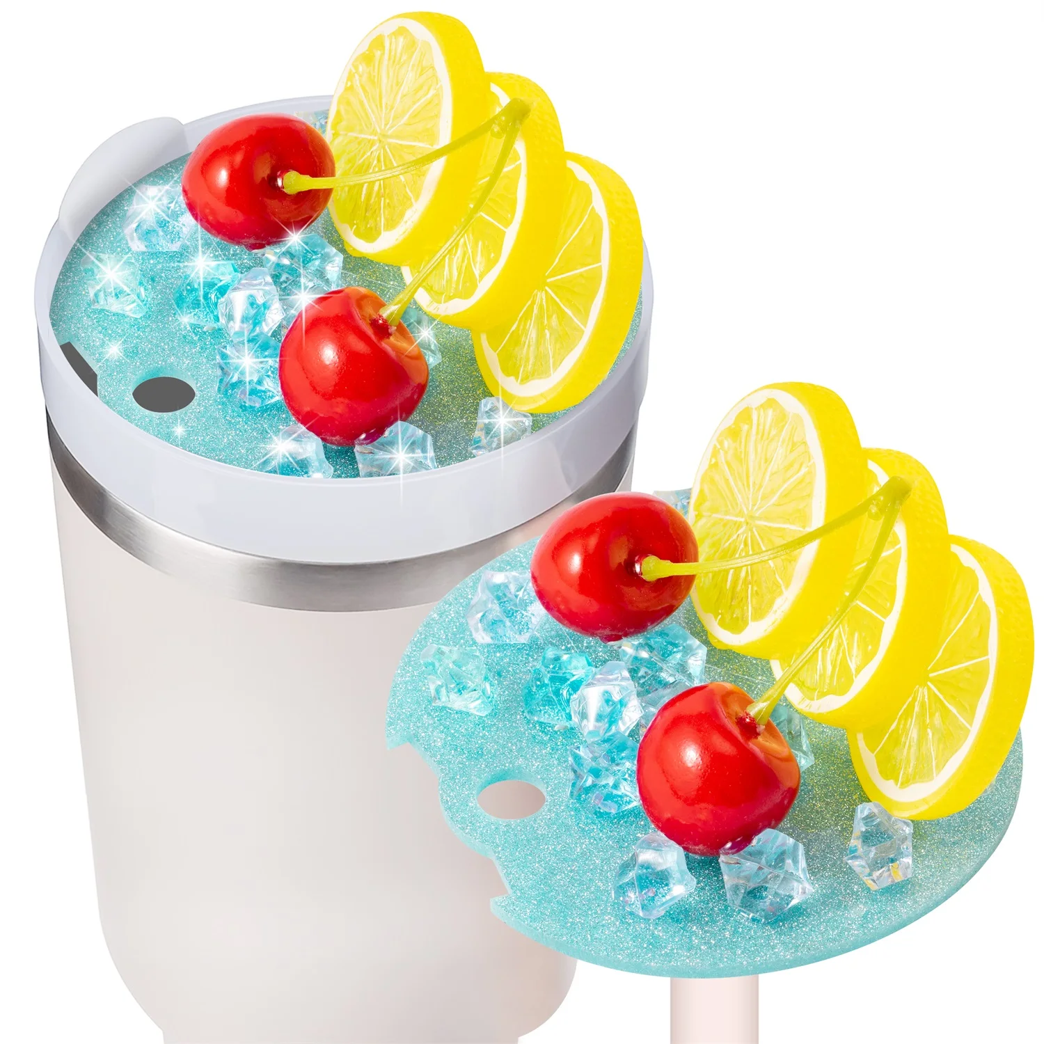 Lid Plate Topper For Stanley Cup 40 Oz Acrylic Lid Decoration Pinkcowgirls/Sunmmer Mermaid/Lemon Cocktail Stanley Cup Decoration