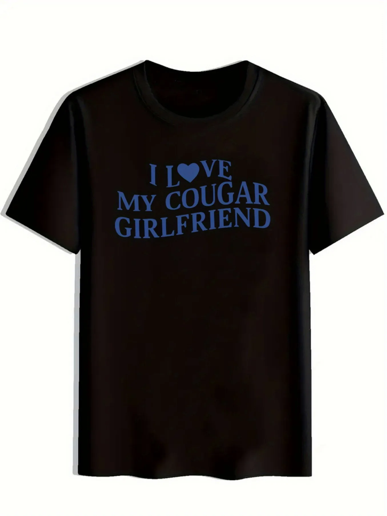 I love my beautiful girlfriend men's pattern t-shirt-black casual short-sleeved round neck shirt white and blue letter print suitable for spring and summer wear  in stock quick hair